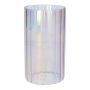 BLANDINA flower vase, glass, ribbed, purple-iridescent-transparent, 18 cm, Ø 10 cm