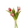 Artificial tulip bouquet LEANA, fuchsia-pink-white, 12"/30cm, Ø8"/20cm