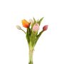 Artificial tulip bouquet LEANA, pink-orange, 12"/30cm, Ø8"/20cm