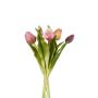 Artificial tulip bouquet LEANA, pink-peach-violet, 12"/30cm, Ø8"/20cm