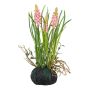 Artificial grape hyacinth HUNMY in a soil ball, roots, pink, 9"/22cm