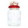 JULIENNE storage jar with lid, polka-dot sweets as a handle, clear-red, 19.7 cm, Ø 10.9 cm