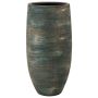 Ceramic flower vase AETIOS, colour gradient, blue-gold, 14"/35cm, Ø7"/18cm