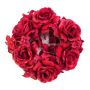 Artificial candle wreath INGA, rose, hydrangea, red, Ø 5.9"/15cm