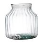 Lantern glass QUINN EARTH with grooves, recycled, clear-green, 20cm, Ø21cm