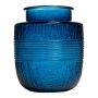 Decorative glass vase MARISELA with ornamental border, blue-clear, 18cm, Ø15,5cm