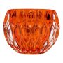 Ball candle holder ROLANDO made of glass, with pattern, orange-clear, 6cm, Ø8cm