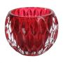 Ball candle holder ROLANDO made of glass, with pattern, red-clear, 6cm, Ø8cm