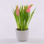 Fake flower Grape hyacinth NARMADA in cement pot, pink, 8"/20cm
