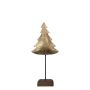 DORANA decorative Christmas tree, metal, wooden base, gold, 10x8x28cm