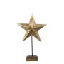 DORANA decorative star, metal, wooden base, gold, 15 x 9 x 27 cm