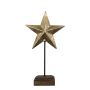DORANA decorative star, metal, wooden base, gold, 19x10x35cm