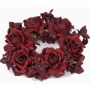 Decorative candle wreath INGA, rose, hydrangea, dark red, Ø5.9"/15cm