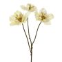 Decorative Christmas rose branch FLOMKE, metallic cream, 22"/55cm