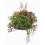Artificial flower arrangement: lavender, impatiens DANFIR, mint, clover, fern, white-purple-green, 20"/50cm, Ø13"/32cm