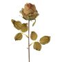 Decorative flower rose GROLK, dry look, green-brown, 18"/45cm, Ø2.4"/6cm