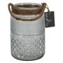 OPALUS lantern with rope, diamond pattern, clear, 19 cm, Ø12 cm