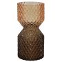 Glass table vase ANDREI with diamonds, amber-brown-clear, 8"/20cm, Ø3.9"/9,8cm