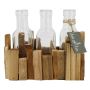 Glass bottle STOLLAN in wooden box, 3 pieces, clear, 8"x3.5"x6"/21x9x15,5cm