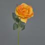 Artificial flower rose SIMONY, yellow-orange, 18"/45cm, Ø 3.1"/8cm