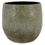 Vintage OXYON ceramic pot with stripes, speckled, green, 14"/36cm, Ø15"/39cm