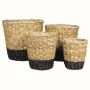 Seagrass baskets AMPARO, 4 pieces, beige-black, 5.5"-9"/14-23 cm, Ø 5"-10"/13-25 cm