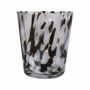 Glass candle holder FINETTA, speckled, transparent-black-opal, 6.3"/16 cm, Ø 6"/15 cm