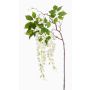 Large artificial wisteria branch NISSRINE with flowers, white, 5ft/145cm