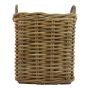 Square BENIGNO rattan basket with handle, brown, 44x44x59cm