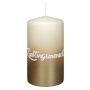Sentiment candle JARDENA, favourite person in German, bisquit-gold, 5.1"/13cm, Ø2.8"/7cm, 52h