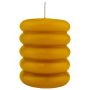 Pillar candle MONISHA with horizontal grooves, ochre yellow, 4.3"/11cm, Ø3.5"/9cm, 69h - Made in Germany