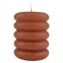Pillar candle MONISHA with horizontal grooves, cognac, 4.3"/11cm, Ø3.5"/9cm, 69h - Made in Germany