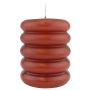 Pillar candle MONISHA with horizontal grooves, antique red, 4.3"/11cm, Ø3.5"/9cm, 69h - Made in Germany