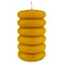 Pillar candle MONISHA with horizontal grooves, ochre yellow, 6"/15cm, Ø3.5"/9cm, 69h - Made in Germany