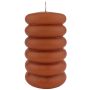 Pillar candle MONISHA with horizontal grooves, cognac, 6"/15cm, Ø3.5"/9cm, 69h - Made in Germany