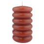 Pillar candle MONISHA with horizontal grooves, antique red, 6"/15cm, Ø3.5"/9cm, 69h - Made in Germany