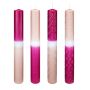 Dip dye dinner candles YOUNA with grooves, wavy lines, 4 pieces, nude-pink, 10"/25cm, Ø1.2"/3cm, 16h