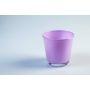Small tea light holder / candle jar ALEX AIR of glass, purple, 2.95"/7,5cm, Ø2.95"/7,5cm