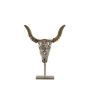 DOWA metal decorative bull, wooden base, silver, 27x34x6cm