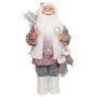 Decorative figurine Father Christmas ABENZIO, ice skates, gift bag, white-grey-red, 22x14x45cm