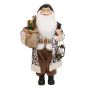 Decorative figurine Father Christmas ARNDOR, gift bag, lantern, beige-brown, 23x14x45cm