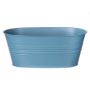 Oval zinc pot MICOLATO with grooves, light blue, 11"x6"x4.7"/29x16x12cm