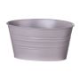 Oval zinc pot MICOLATO with grooves, taupe, 7"x5.3"x4"/19x13,5x10cm