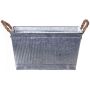 Rectangular BIMETO planter with handles, grooves, zinc, silver, 29x19x15cm