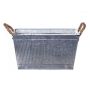 BIMETO rectangular planter with handles, grooves, zinc, silver, 24 x 14 x 13 cm