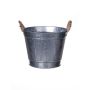 BIMETO round plant pot with handles, grooves, zinc, silver, 18.5 cm, Ø22.5 cm