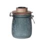 Preserving jar ANNEDORE with tea-light holder, frosted look, petrol green, 15,5cm, Ø10,5cm