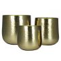 Metal flower pot LEANDA, 3 pieces, pattern, gold metallic, 5.1"-8"/13-21cm, Ø5.1"-9"/13-23cm