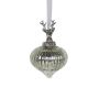 NUMI glass Christmas bauble, stag, bulb shape, silver, Ø10cm