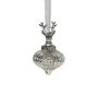 NUMI glass Christmas bauble, stag, bulb shape, silver, Ø8cm